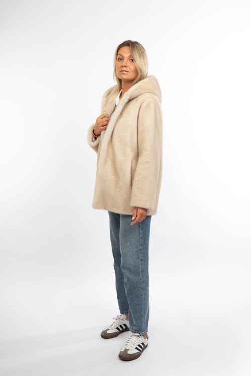 Petite M. Kunstfell Jacke Creme im Angebot