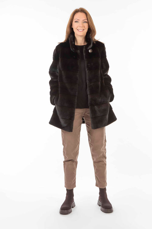 Petite M. Kunstfell Jacke Nerzoptik Schwarzbraun Blitzverkäufe