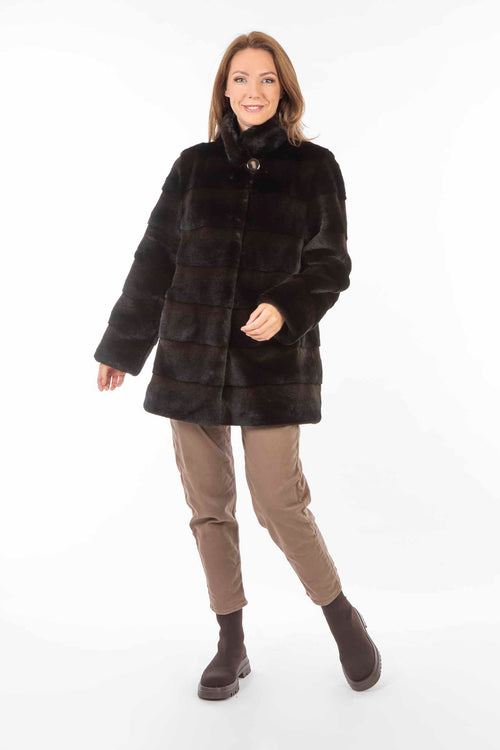 Petite M. Kunstfell Jacke Nerzoptik Schwarzbraun Blitzverkäufe