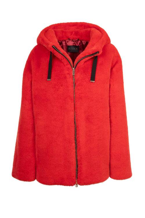 Petite M. Jacke in Kunstpelz mit Kapuze, Rot Limitierter Zeitrabatt