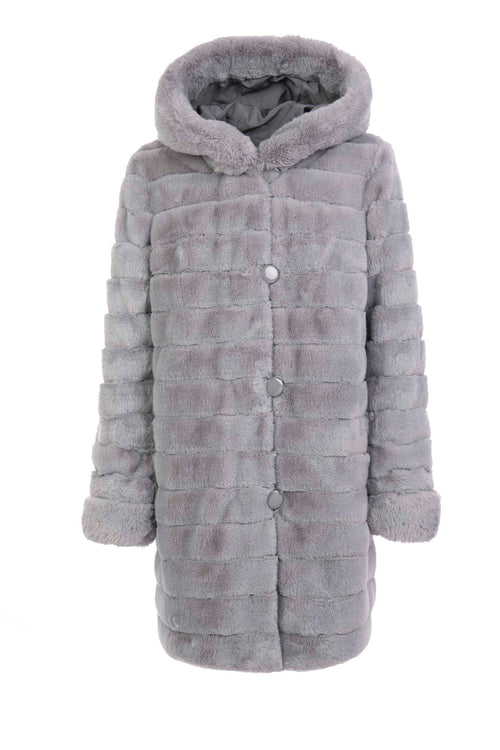 Petite M. Kunstfell WendeJacke in Platinum Grau Flash Sale