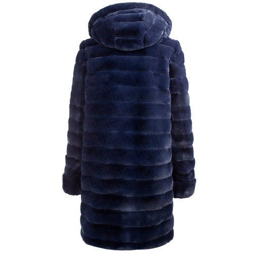 Petite M. Wendemantel mit Kapuze in Kunstfell und Microfaser, Farbe Blau Black Friday