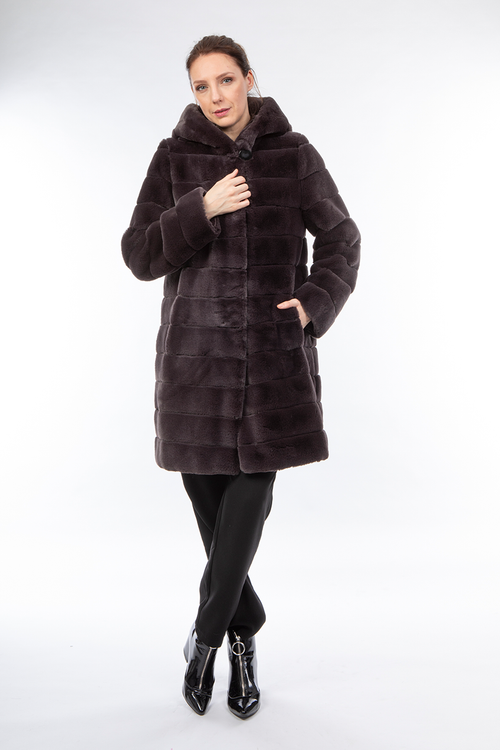 Petite M. Wendemantel mit Kapuze in Kunstfell und Microfaser, Braun/Schwarz Cyber Monday
