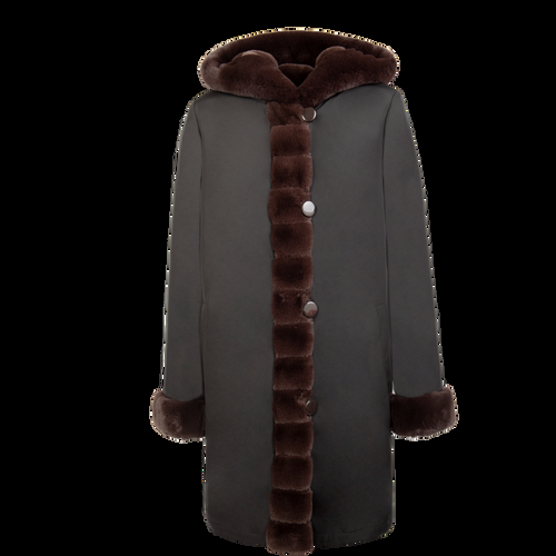 Petite M. Wendemantel mit Kapuze in Kunstfell und Microfaser, Braun/Schwarz Cyber Monday