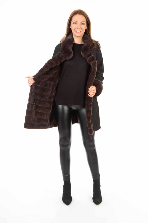Petite M. Kunstpelz Jacke zum Wenden Schwarz - Braun Kauf eins, bekomm eins gratis