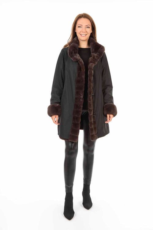 Petite M. Kunstpelz Jacke zum Wenden Schwarz - Braun Kauf eins, bekomm eins gratis