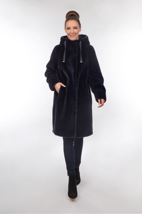 Petite M. Kunstpelz Parka Dunkelblau Bis zu 50% Rabatt