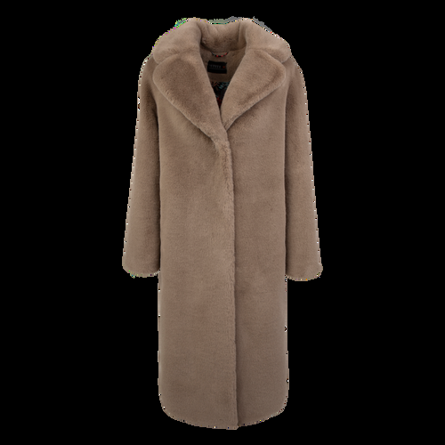 Petite M. Langer Kunstpelz Mantel in Sandfarbe Beige Bis zu 55% Rabatt