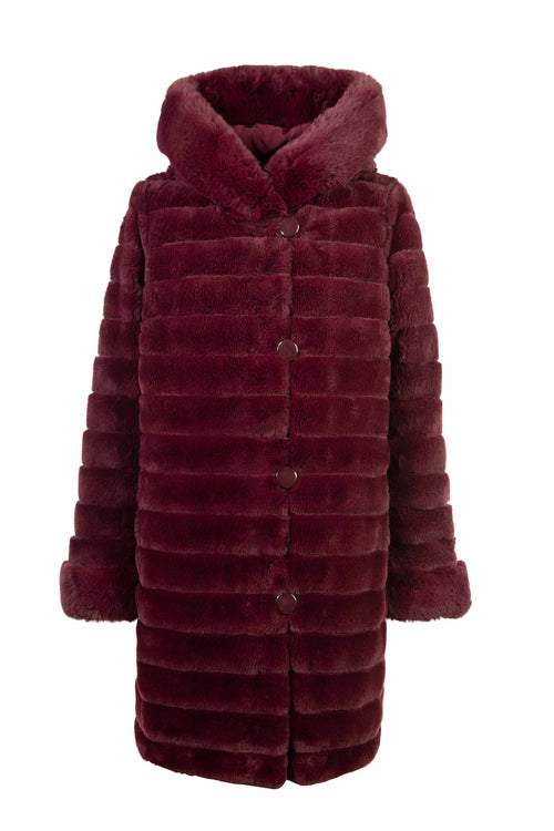 Petite M. Wendemantel mit Kapuze in Kunstfell und Microfaser, Farbe Weinrot Black Friday Preise