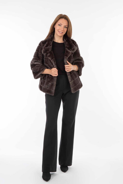 Petite M. Kurze Kunstfell Jacke in Aubergine/Anthrazit Hotsell