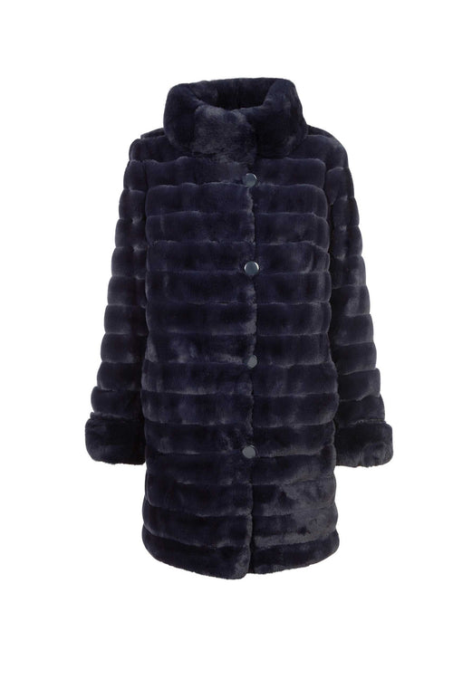 Petite M. Kunstpelz Jacke zum Wenden Blau Großer Ausverkauf