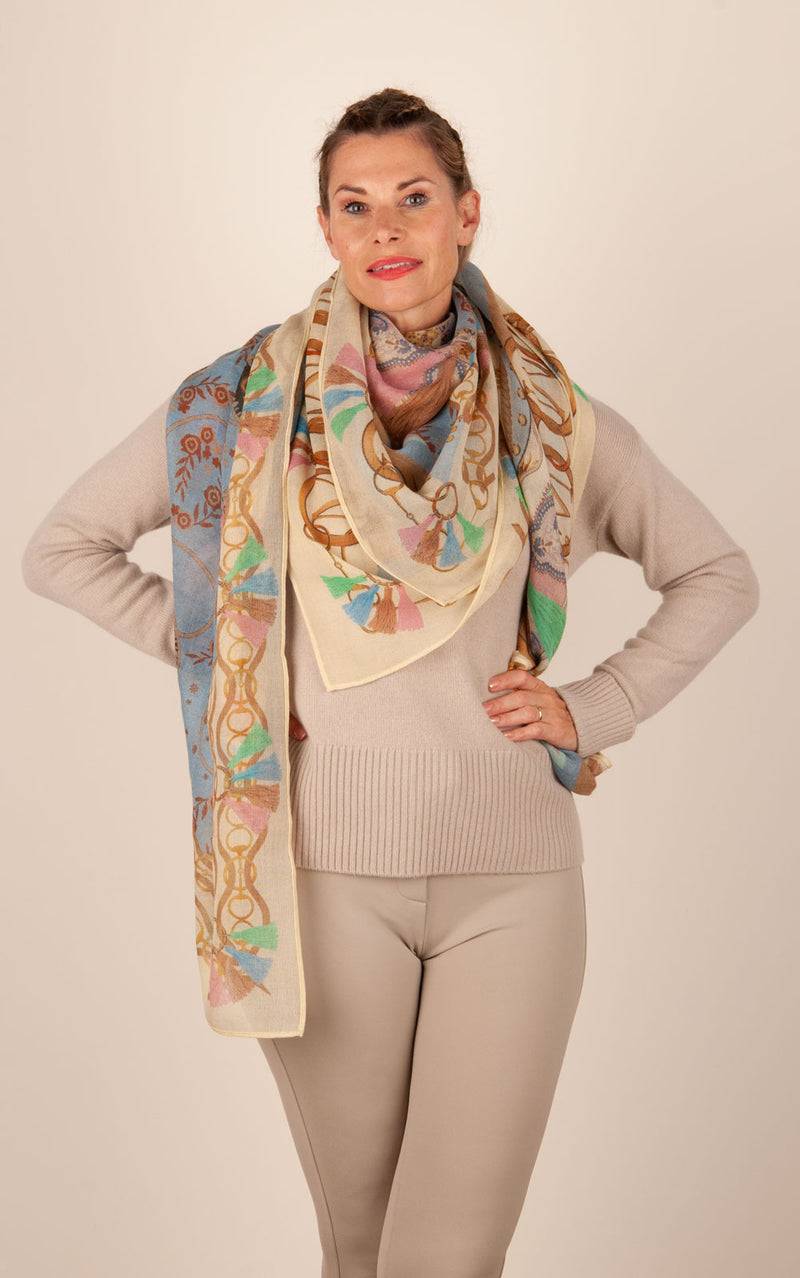 Mucho Gusto Viereckstuch „Zürich“ Creme | Beige | Multicolor Große Rabatte