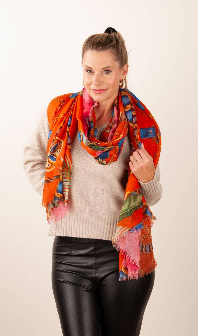 Simone Bruns Schal „Blumen“ Orange | Multicolor Saisonale Angebote