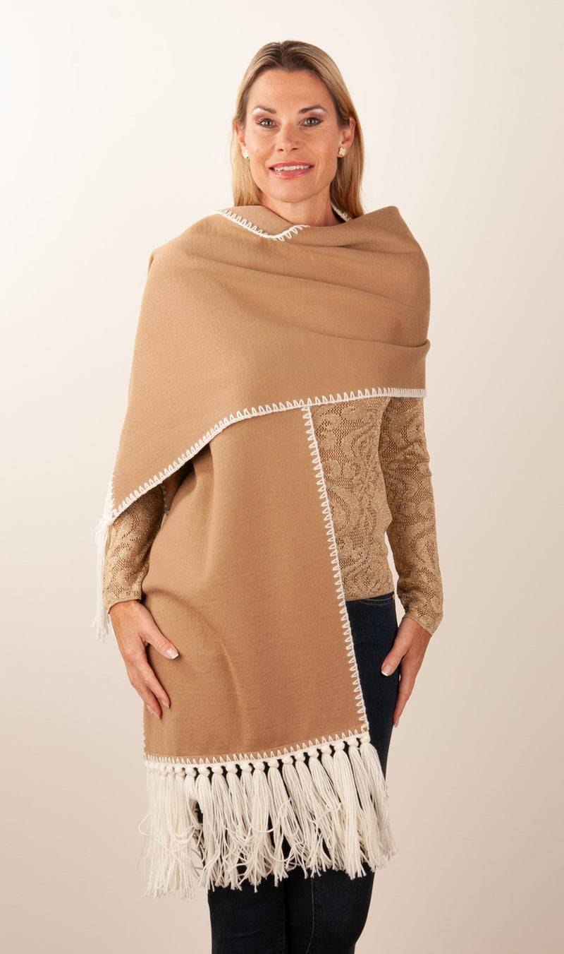 Luisa Spagnoli Schal Camel | Weiß Sonderangebote