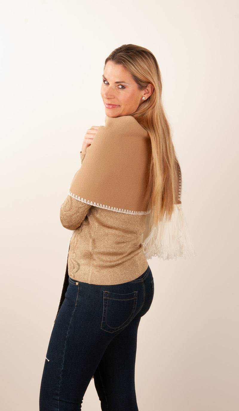 Luisa Spagnoli Schal Camel | Weiß Sonderangebote