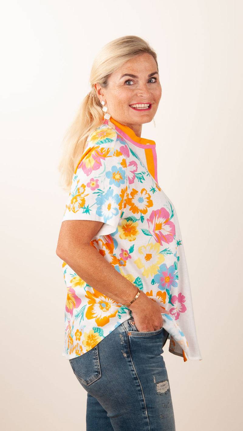 Herzensangelegenheit Blusenshirt Weiß | Pink | Orange | Multicolor Tiefpreis