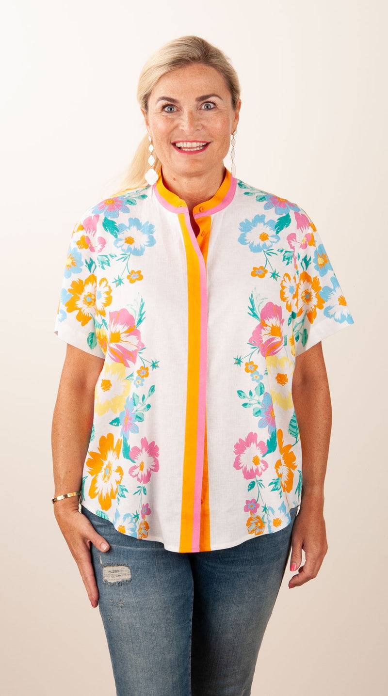 Herzensangelegenheit Blusenshirt Weiß | Pink | Orange | Multicolor Tiefpreis