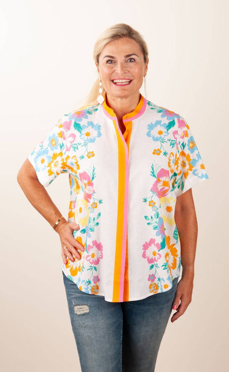 Herzensangelegenheit Blusenshirt Weiß | Pink | Orange | Multicolor Tiefpreis