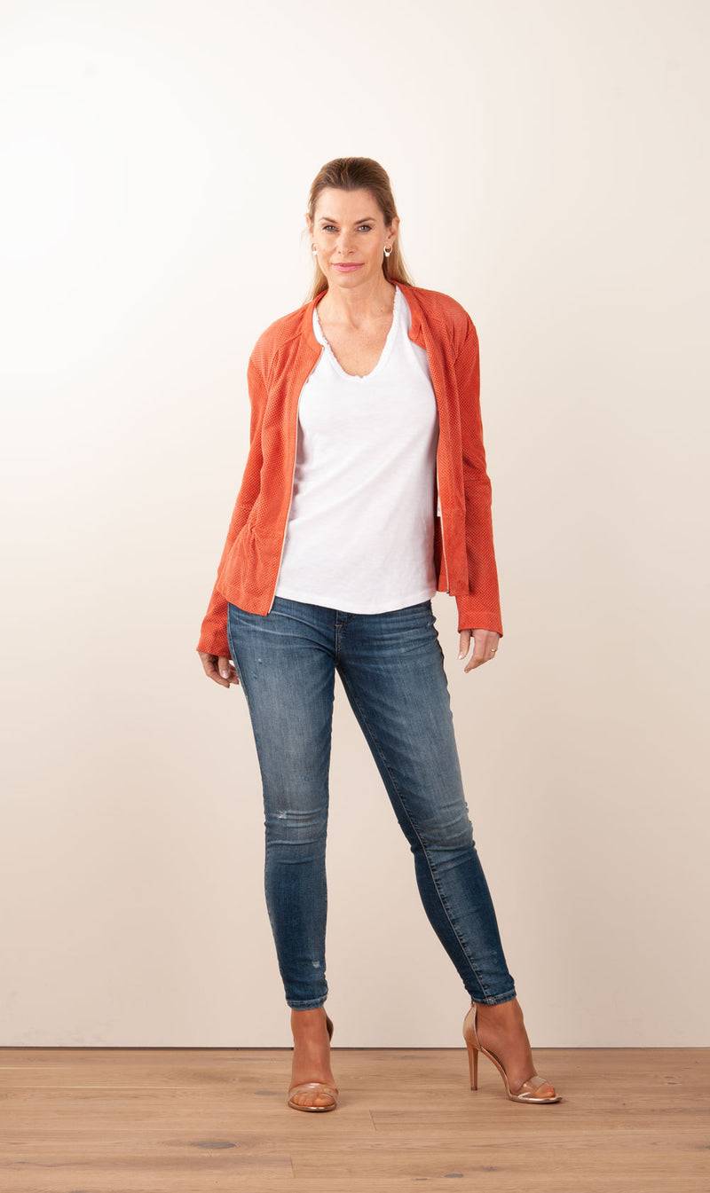 Milestone Lederjacke „Amora“ Koralle Discount Store für neue Produkte