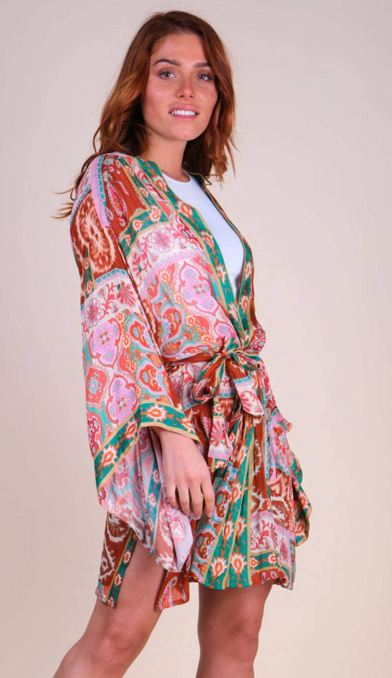 Miss June Kimono Rosa | Grün | Multicolor Clearance-Verkauf