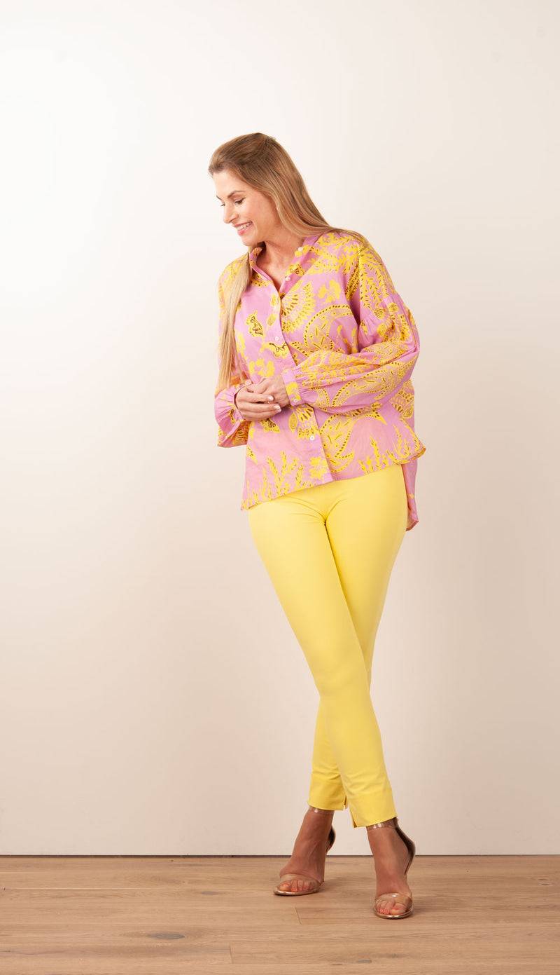 IVI Collection Blusenshirt Rosa | Gelb Fabrikladen