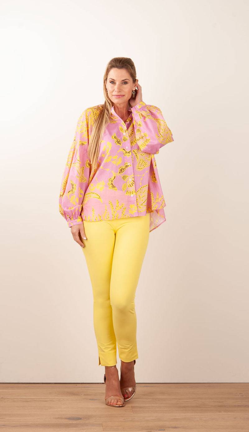 IVI Collection Blusenshirt Rosa | Gelb Fabrikladen
