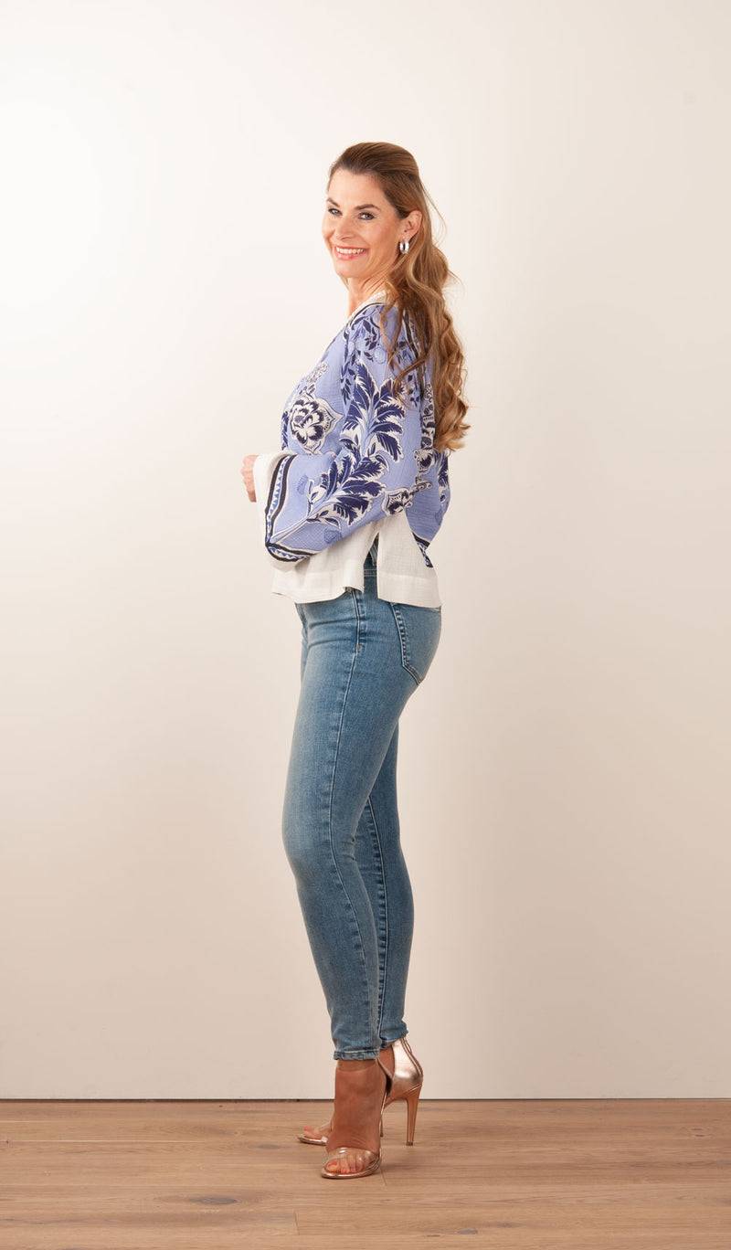 IVI Collection Blusenshirt Creme | Blau Begrenzt auf 3 Tage