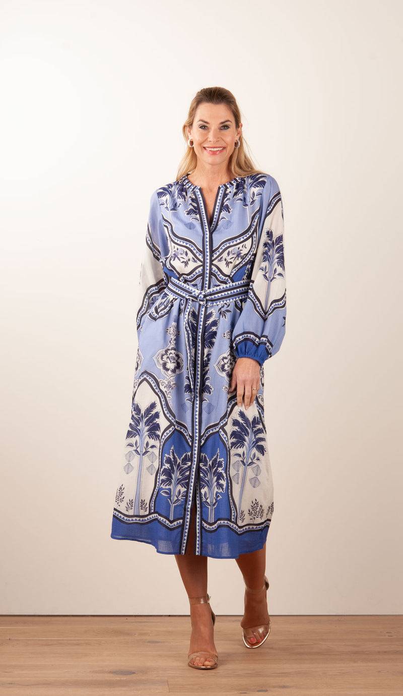 IVI Collection Kleid Creme | Blau Speichern exportieren