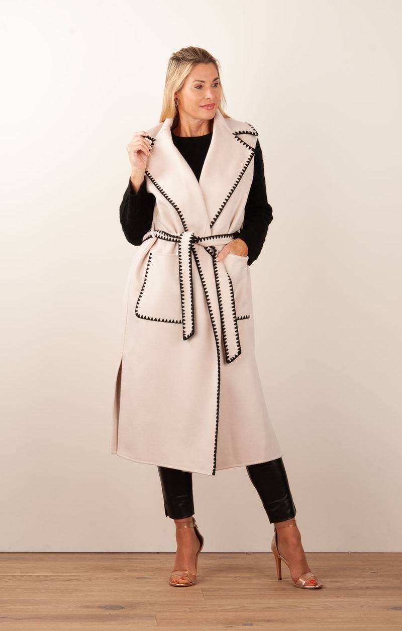 VITTORIA Mantel Hellbeige | Schwarz Preisnachlass