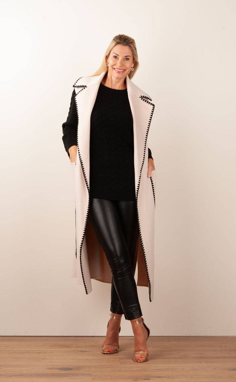 VITTORIA Mantel Hellbeige | Schwarz Preisnachlass