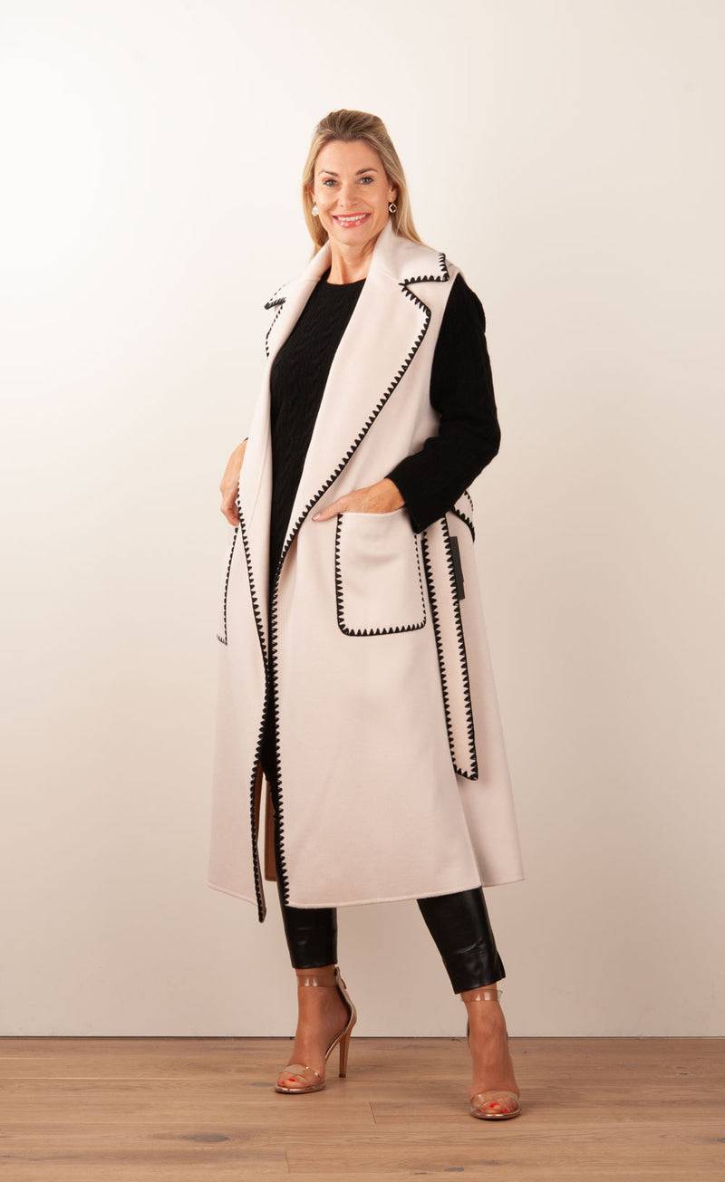 VITTORIA Mantel Hellbeige | Schwarz Preisnachlass