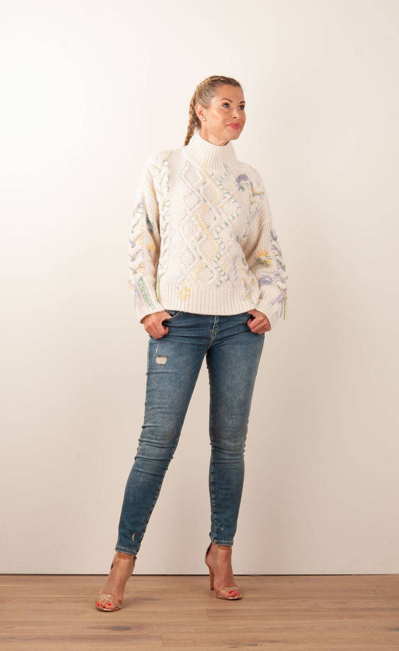 Paschwork Pullover Offwhite | Flieder | Gelb | Puder Sonderangebote