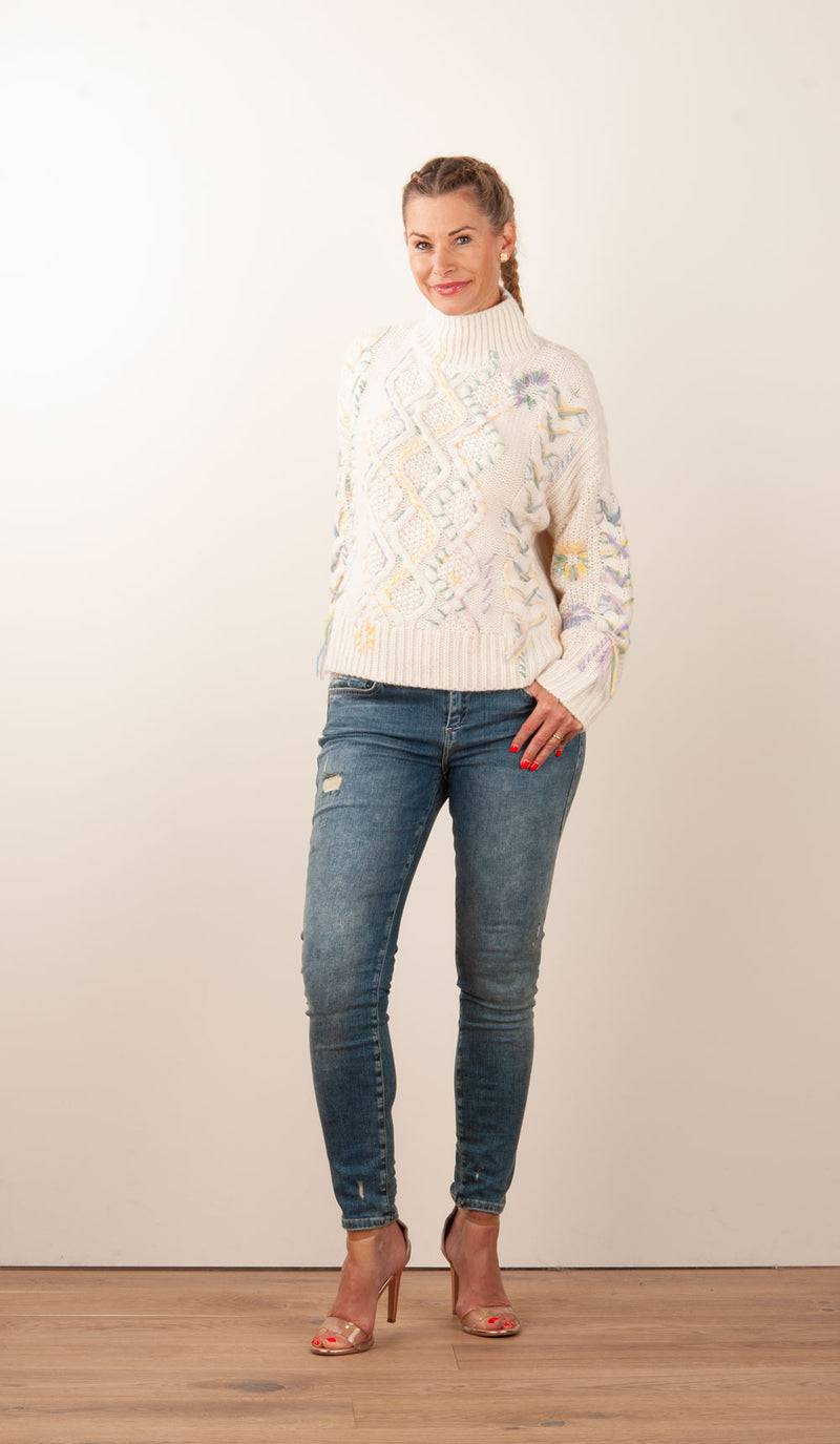Paschwork Pullover Offwhite | Flieder | Gelb | Puder Sonderangebote