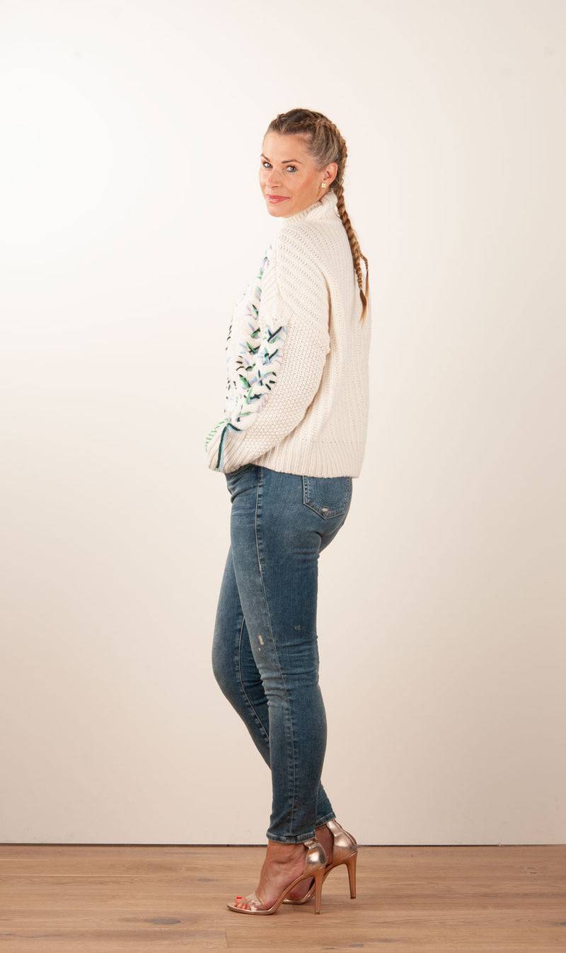 Paschwork Pullover Offwhite | Grün | Flieder Riesige Ersparnisse