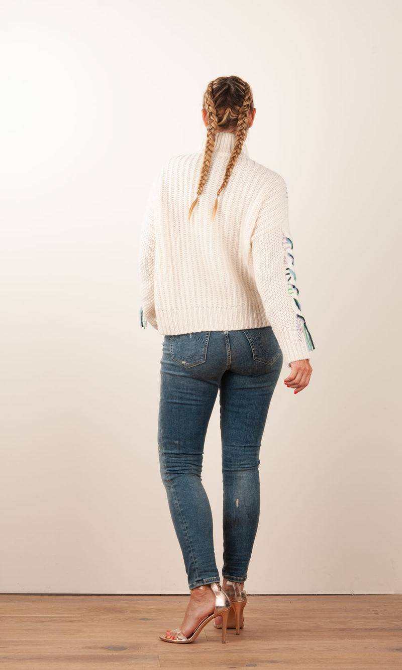 Paschwork Pullover Offwhite | Grün | Flieder Riesige Ersparnisse