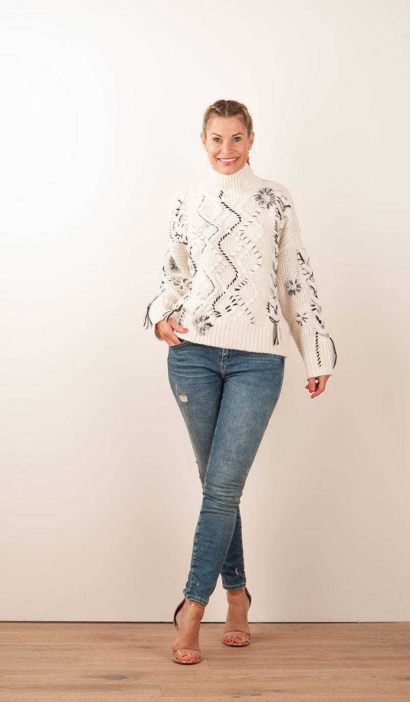 Paschwork Pullover Offwhite | Schwarz | Grau VIP-Rabatte