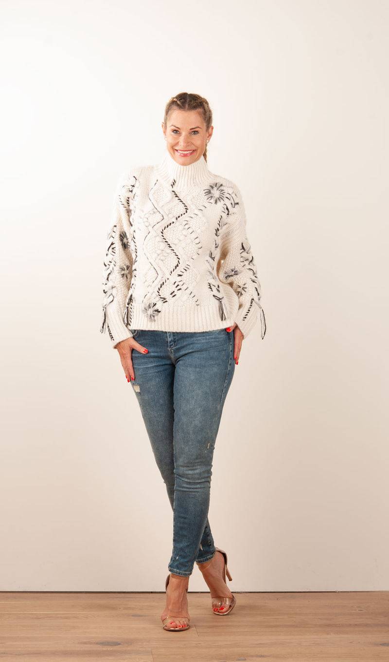 Paschwork Pullover Offwhite | Schwarz | Grau VIP-Rabatte