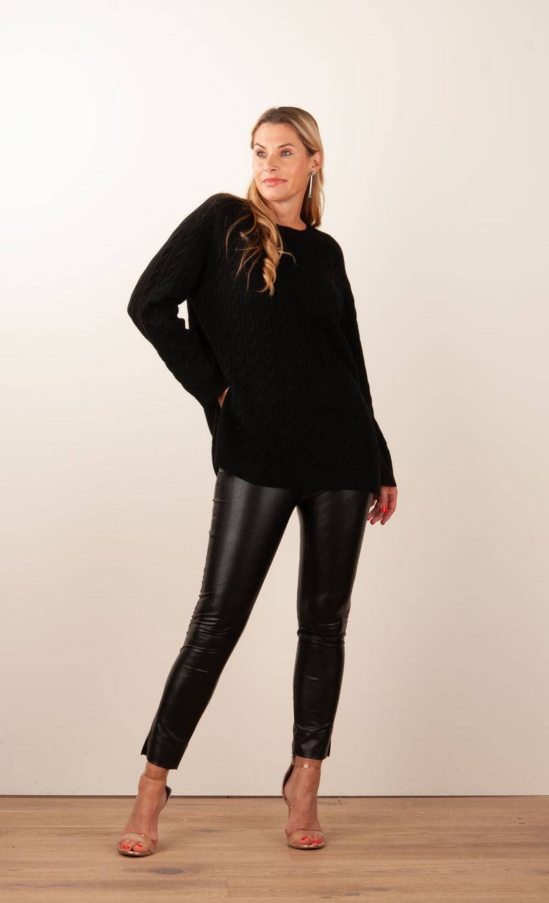 fleur Kaschmir Pullover „Zopfstrick“ Schwarz Fabrikladen