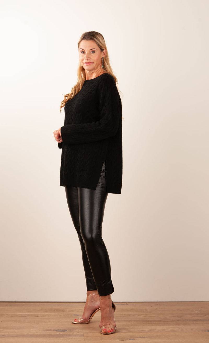 fleur Kaschmir Pullover „Zopfstrick“ Schwarz Fabrikladen