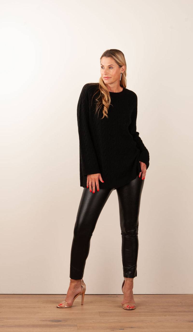 fleur Kaschmir Pullover „Zopfstrick“ Schwarz Fabrikladen