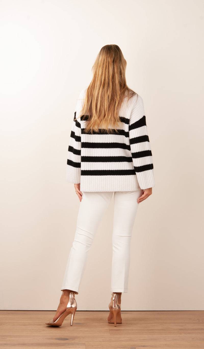 Rosa & Me Pullover „Streifen“ Offwhite | Schwarz Fabrikpreis