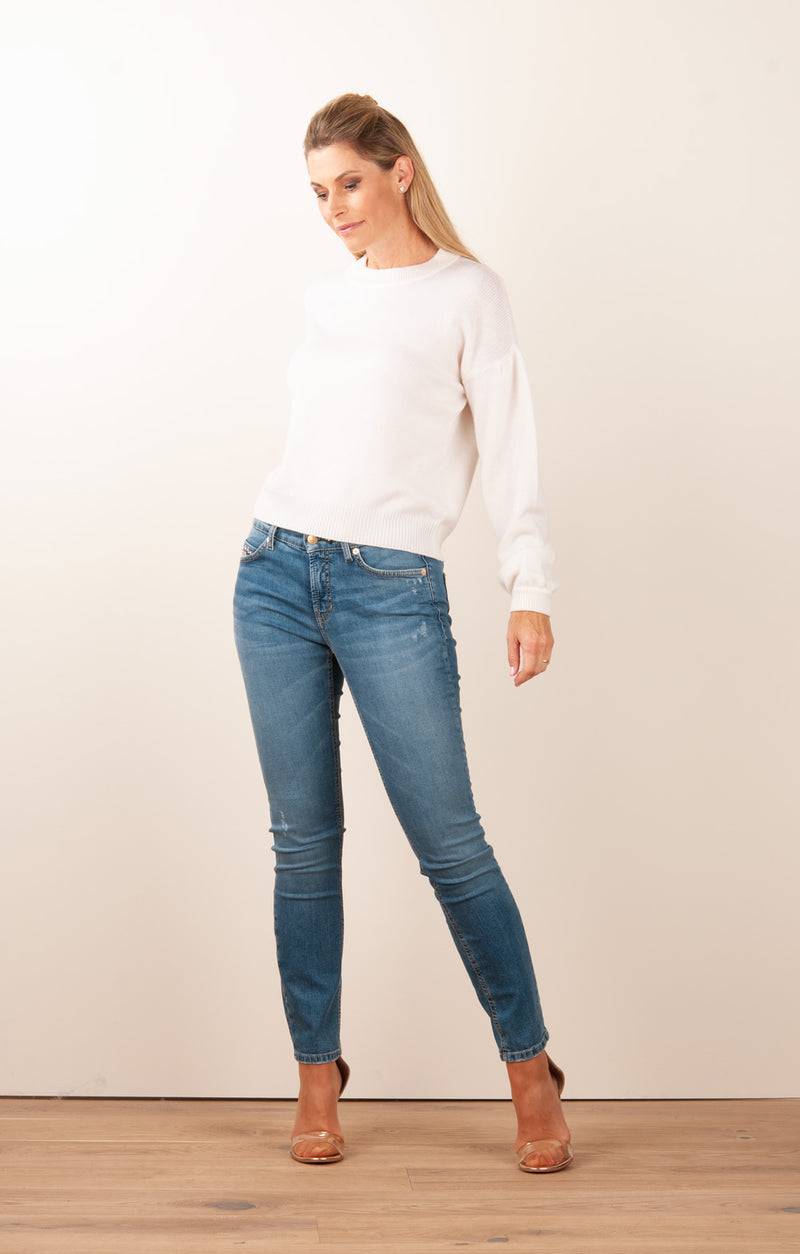SEM PER LEI. Kaschmir Pullover Offwhite Preisnachlass