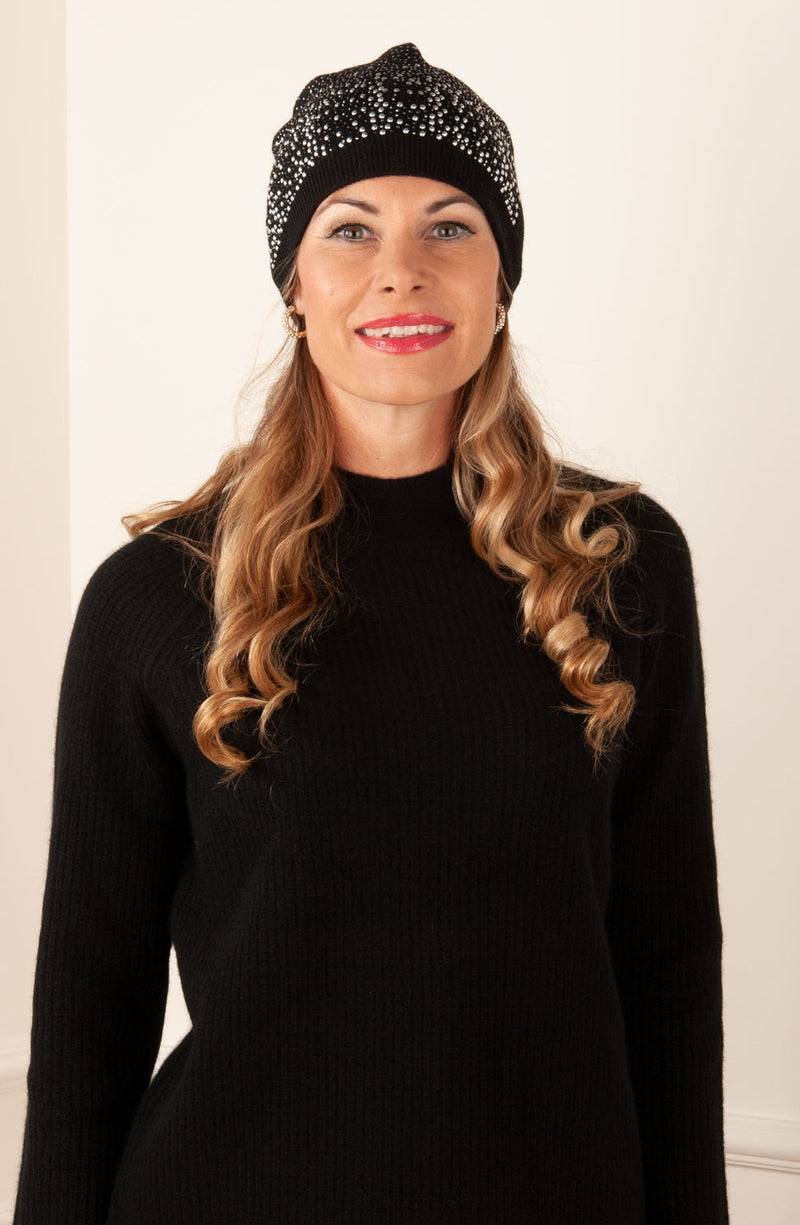 Beanie Winni Mütze „Strass“ Schwarz Fabrikverkauf