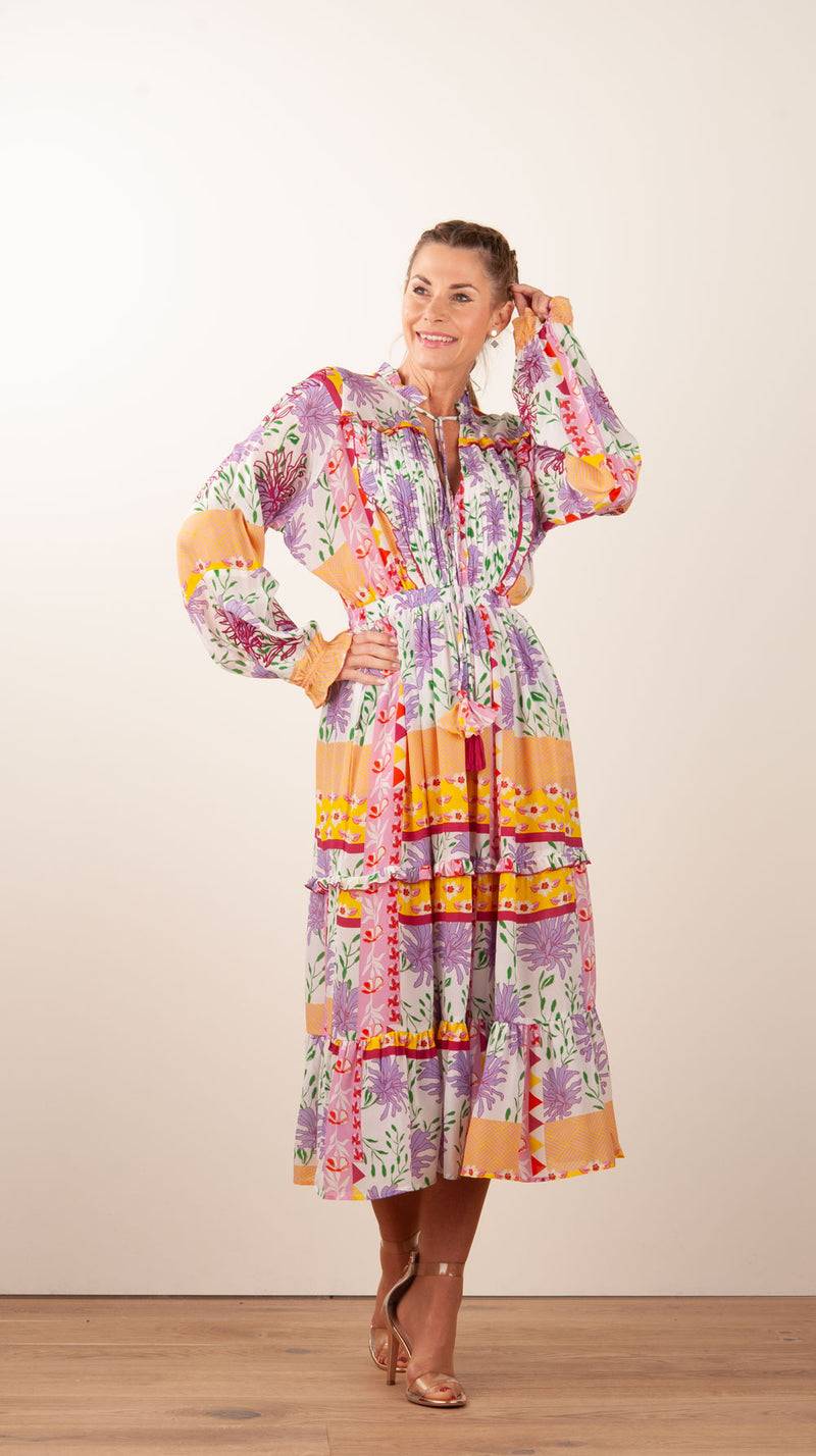 Taj Kleid Weiß | Multicolor Sonderangebot
