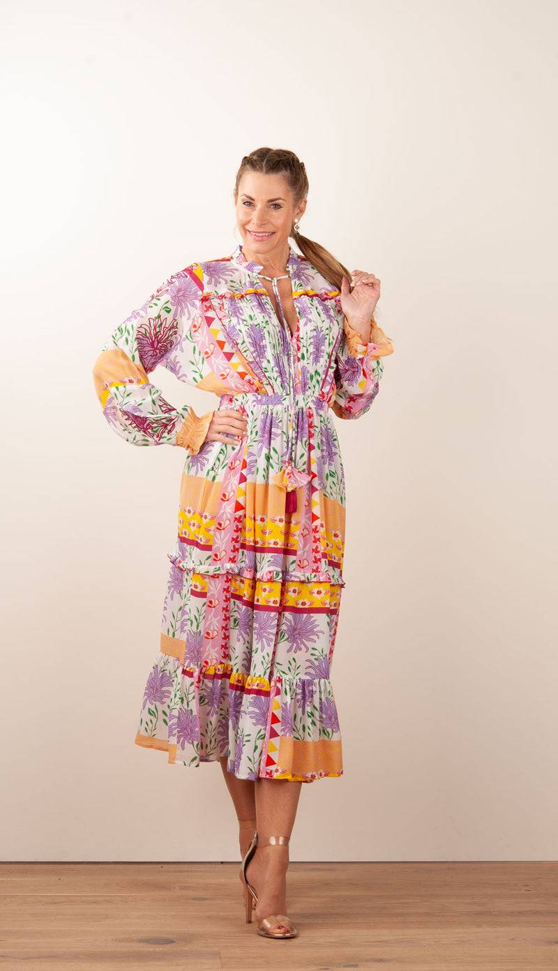 Taj Kleid Weiß | Multicolor Sonderangebot