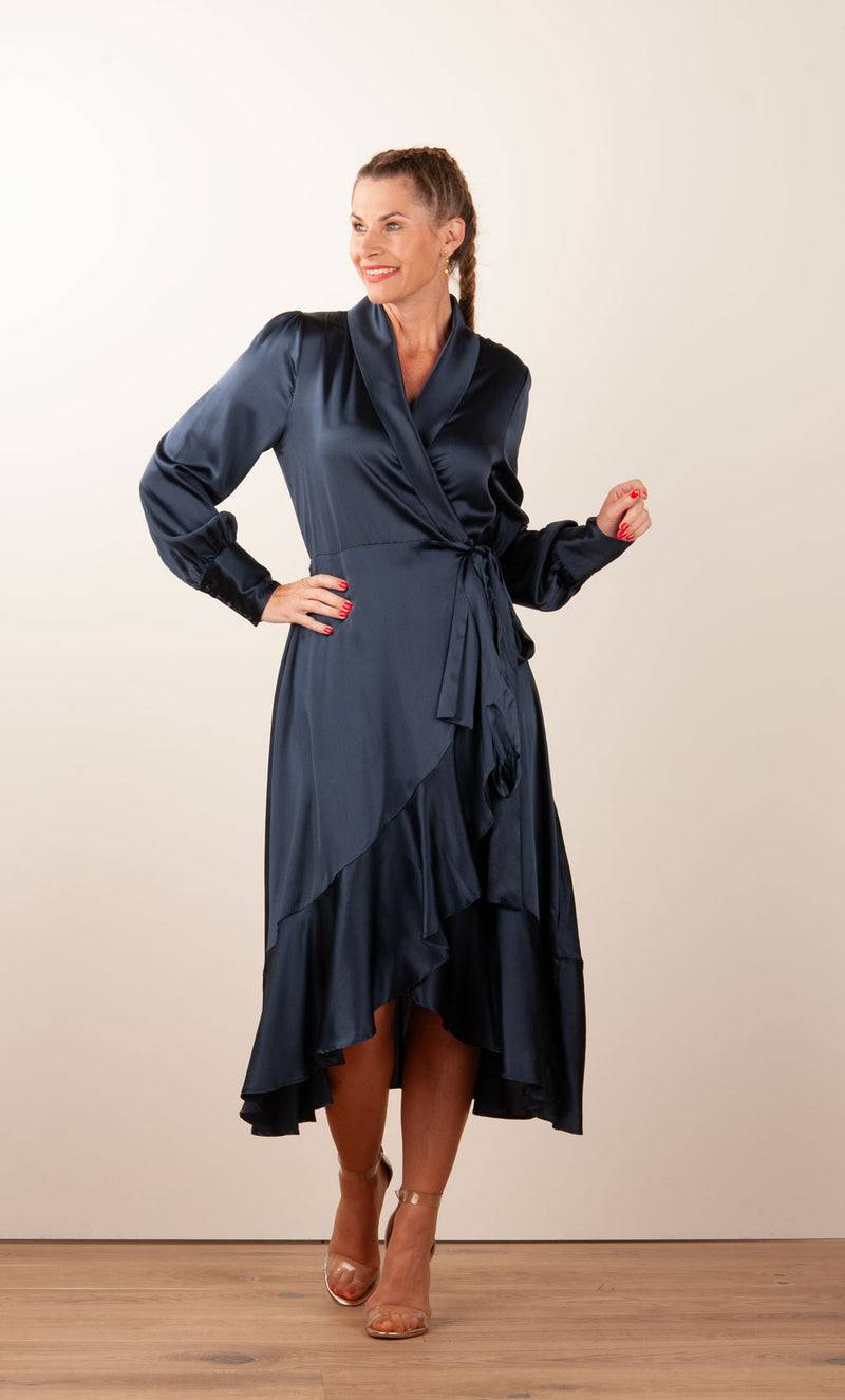 Dea Kudibal Wickelkleid „Vitah“ Dunkelblau Valentinstagsangebot