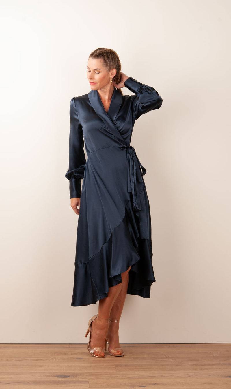 Dea Kudibal Wickelkleid „Vitah“ Dunkelblau Valentinstagsangebot