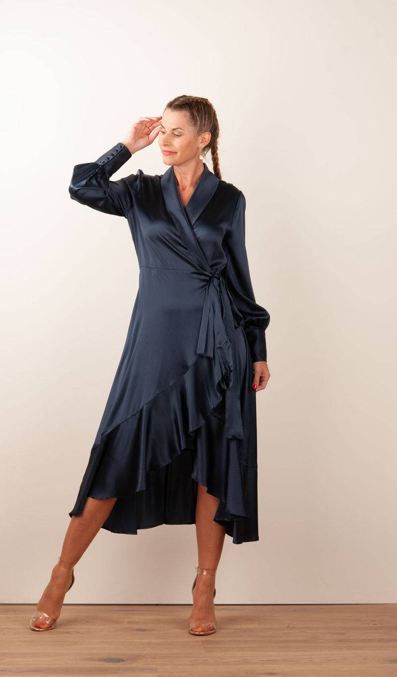 Dea Kudibal Wickelkleid „Vitah“ Dunkelblau Valentinstagsangebot