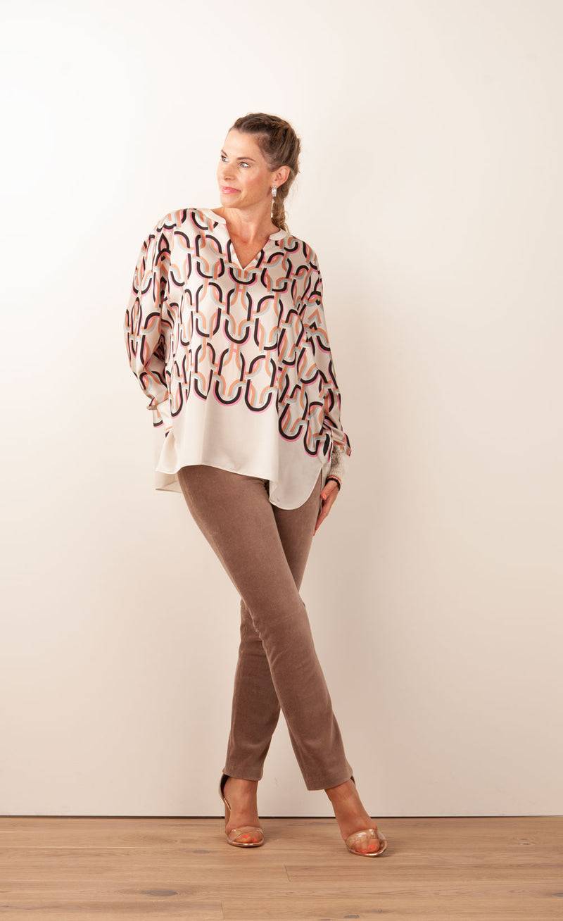 IVI Collection Bluse „Chain“ Beige | Multicolor Online Outlet