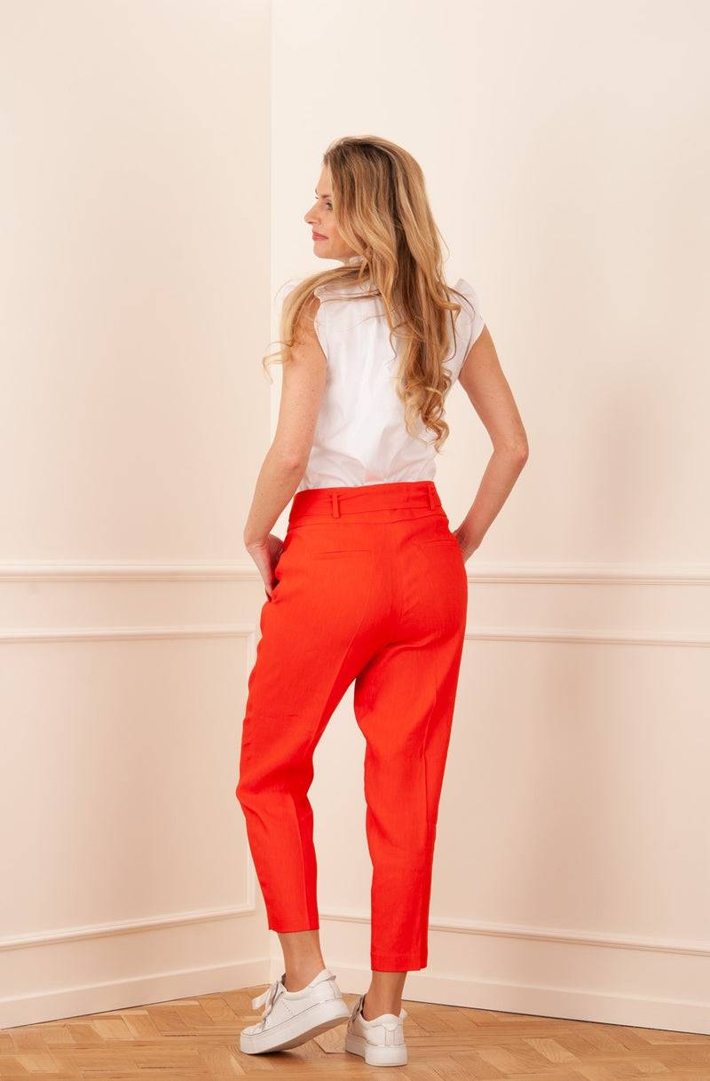 Cambio Leinen Hose „Kristien“ Orangerot Große Rabatte